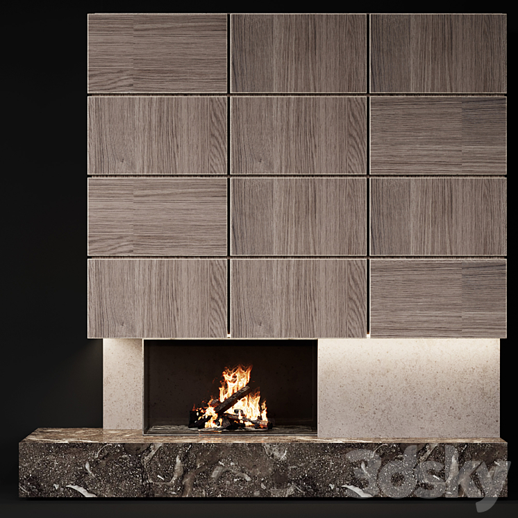 Fireplace modern 45 3DS Max - thumbnail 2