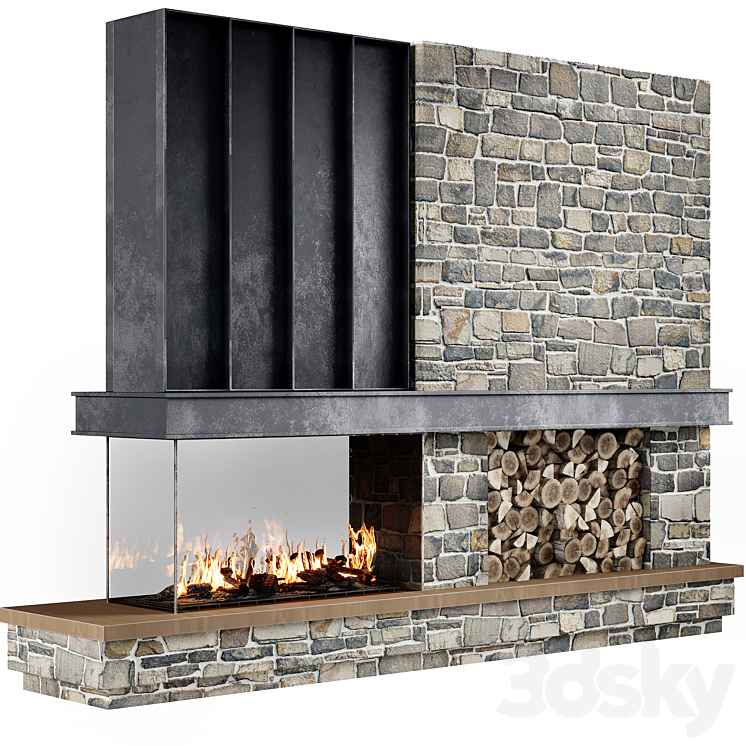 Fireplace modern 79 3DS Max Model - thumbnail 1