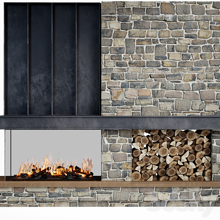 Fireplace modern 79 3DS Max Model - thumbnail 2