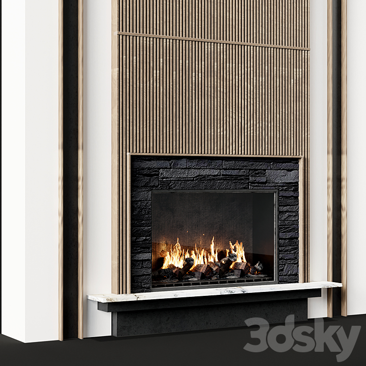 Fireplace modern 84 3DS Max Model - thumbnail 2