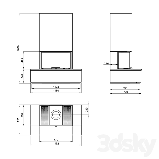 fireplace nordpeis 3DS Max Model - thumbnail 4