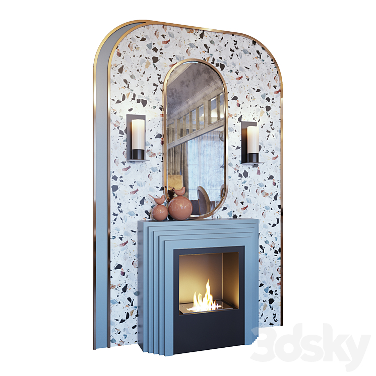 Fireplace sconce decor mirror and murals terrazzo murals (Fireplace sconce mirror and decor memphis 01 YOU) 3DS Max - thumbnail 1