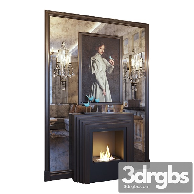 Fireplace sconce picture decor and mirror panel (fireplace sconce gianna picture and decor blue dark you) 3dsmax Download - thumbnail 1