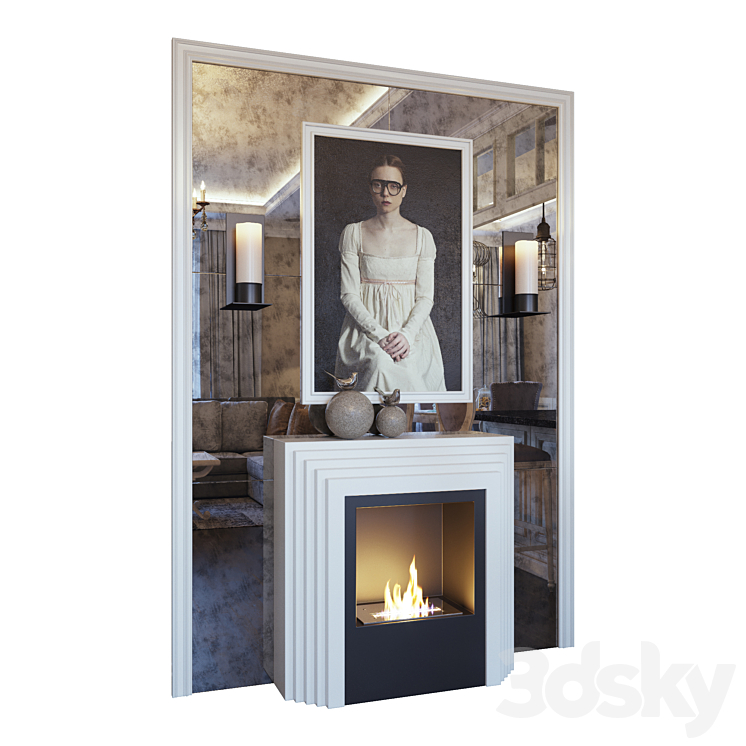 Fireplace sconce picture decor and mirror panel (Fireplace sconce picture and decor YOU) 3DS Max - thumbnail 1