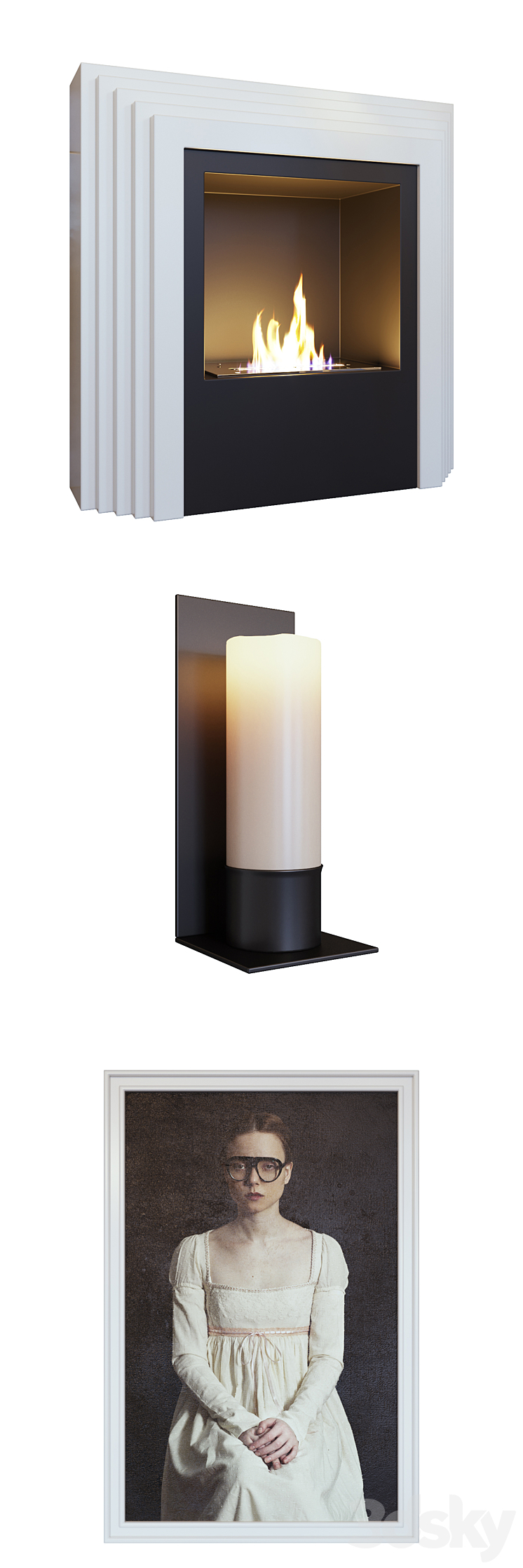 Fireplace sconce picture decor and mirror panel (Fireplace sconce picture and decor YOU) 3DS Max - thumbnail 2