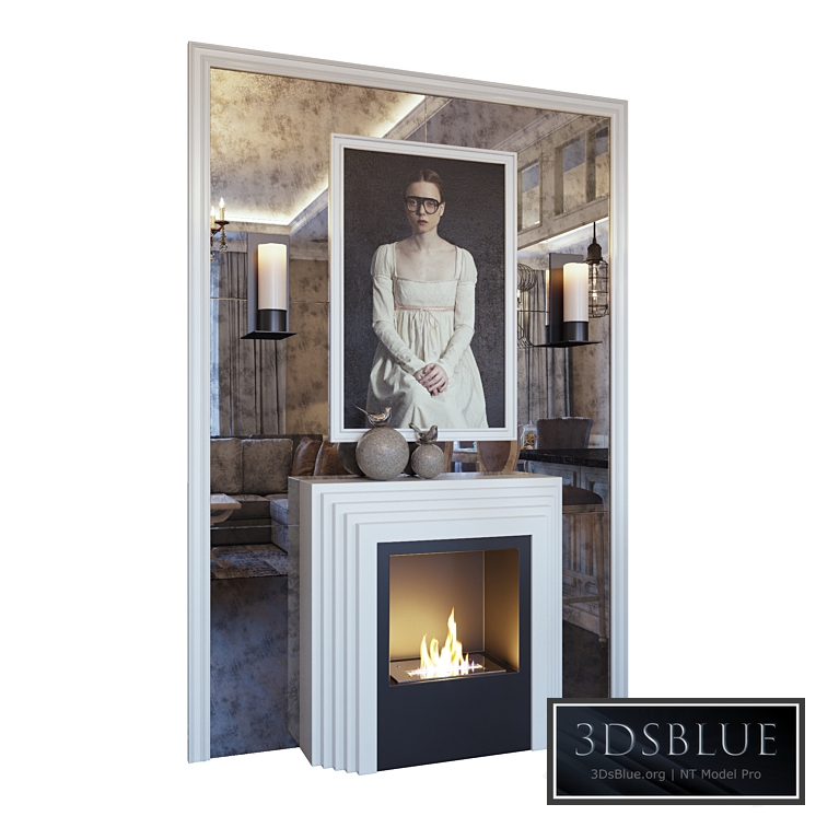 Fireplace sconce picture decor and mirror panel (Fireplace sconce picture and decor YOU) 3DS Max - thumbnail 3