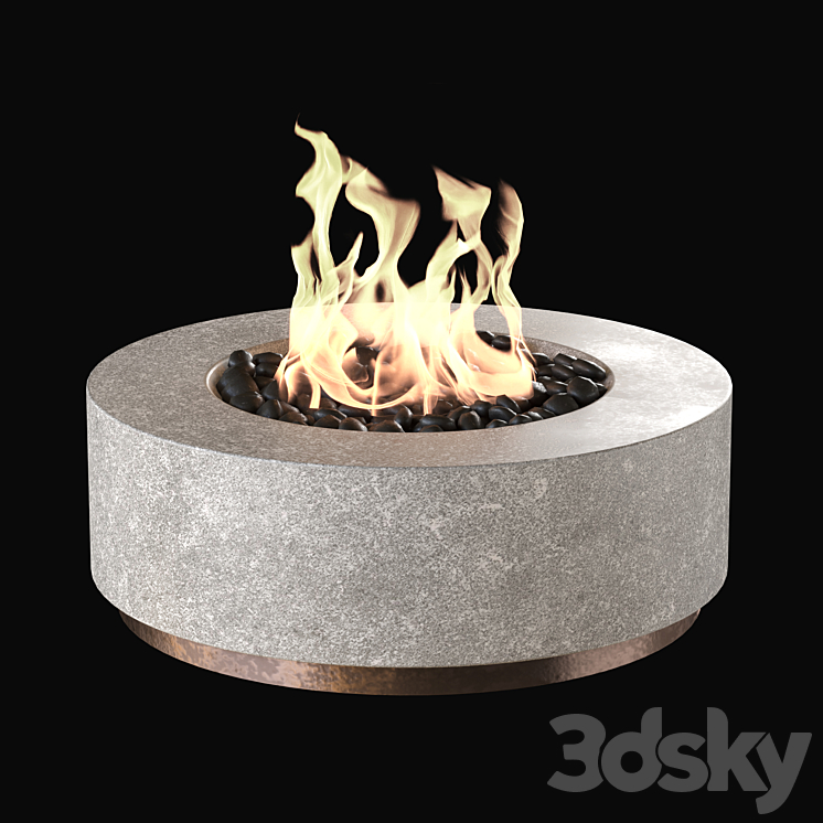 Fireplace set 3DS Max Model - thumbnail 1