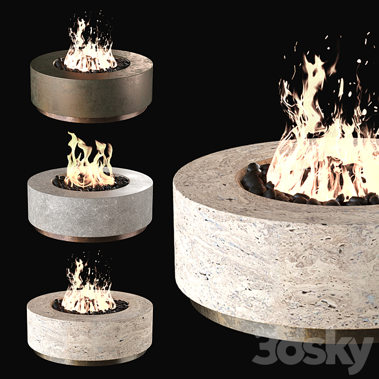 Fireplace set 3DS Max Model - thumbnail 2