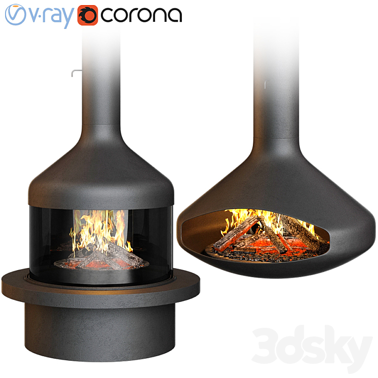 Fireplace set Focus Creation 1 (4 options) 3DS Max - thumbnail 1