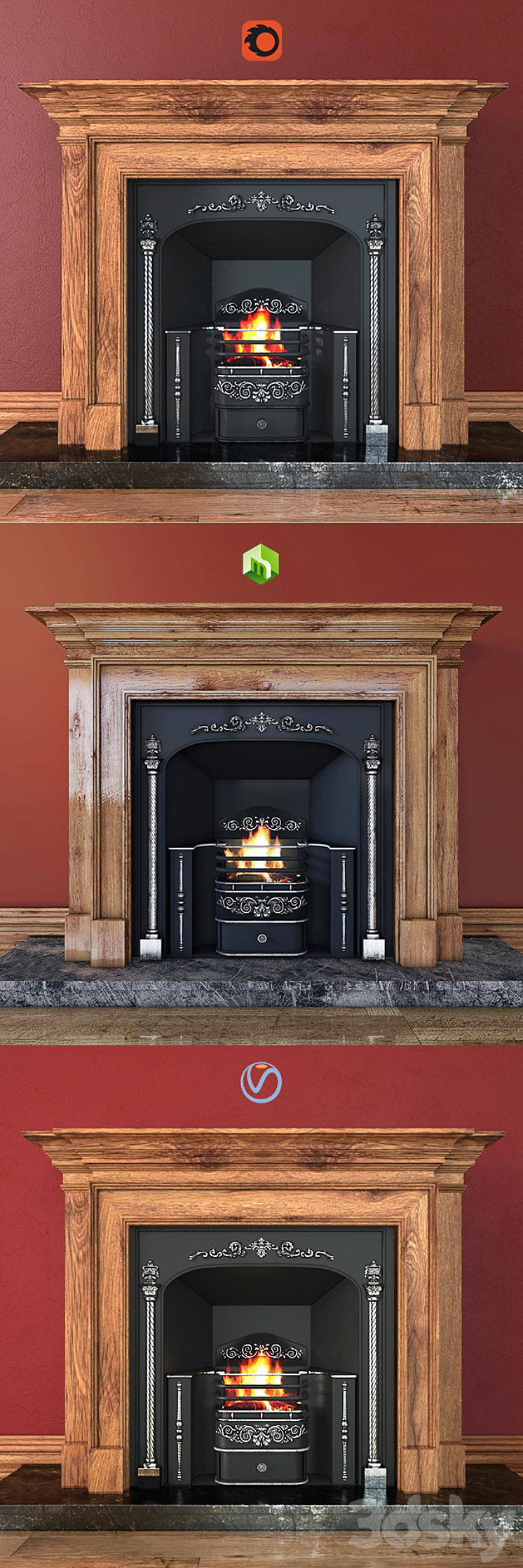 Fireplace Stovax – Regency hob grate 3DS Max - thumbnail 2