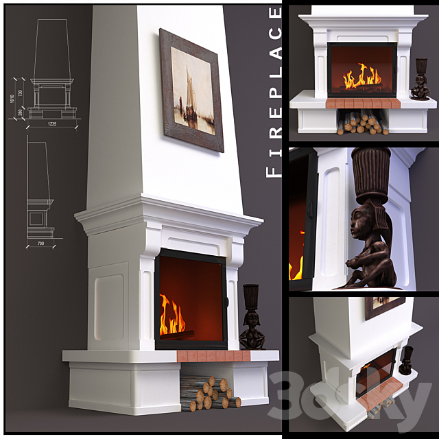 Fireplace wall 3DSMax File - thumbnail 1