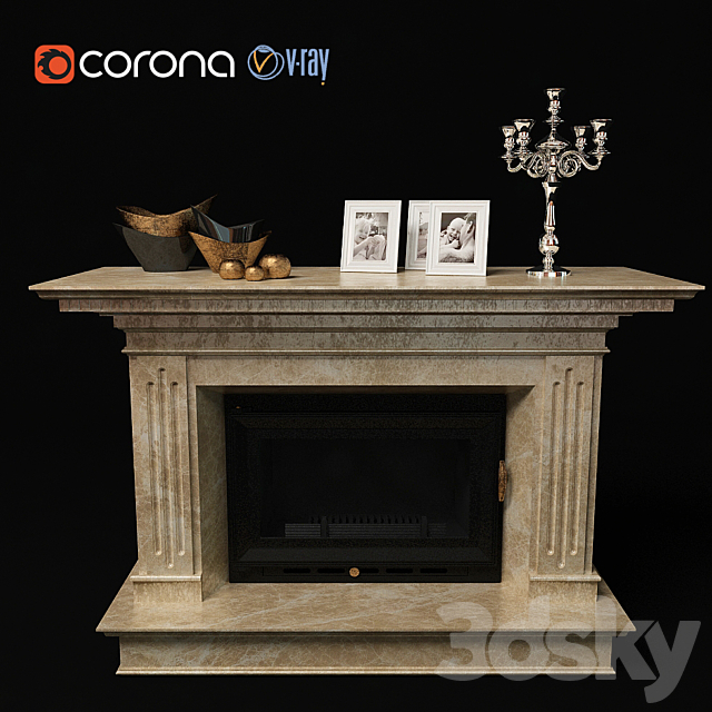 Fireplace with firebox KRATKI OLIWIA 18 3ds Max - thumbnail 1