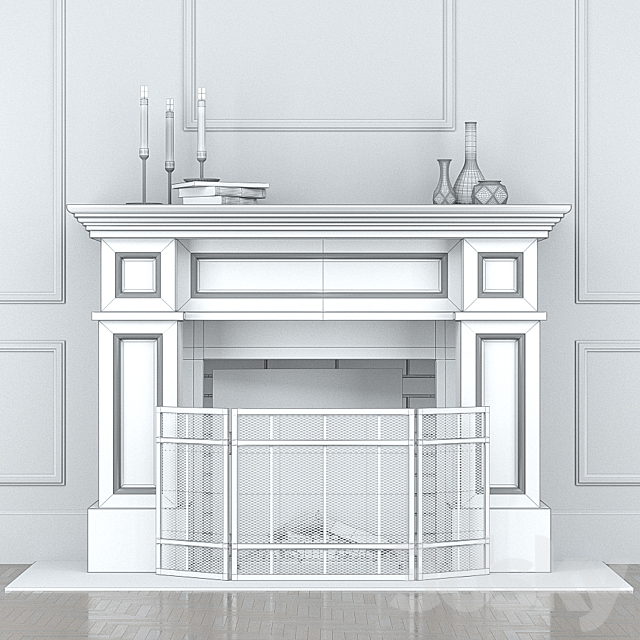 Fireplace with screen 3DS Max Model - thumbnail 2