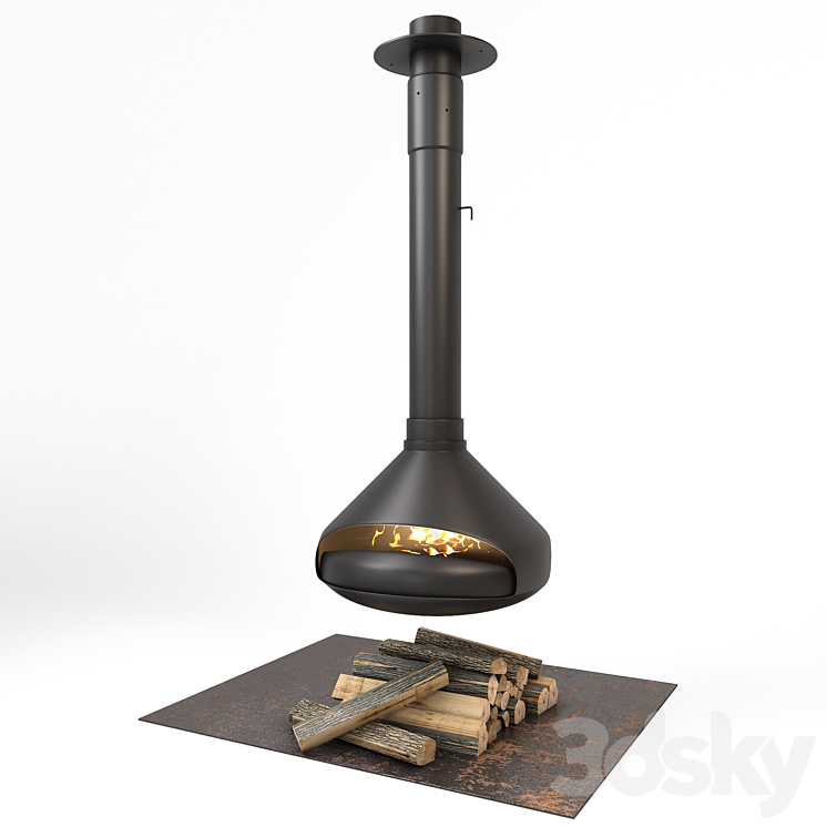 Hanging fireplace Ergofocus 3DS Max - thumbnail 1