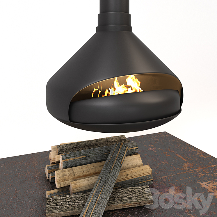 Hanging fireplace Ergofocus 3DS Max - thumbnail 2