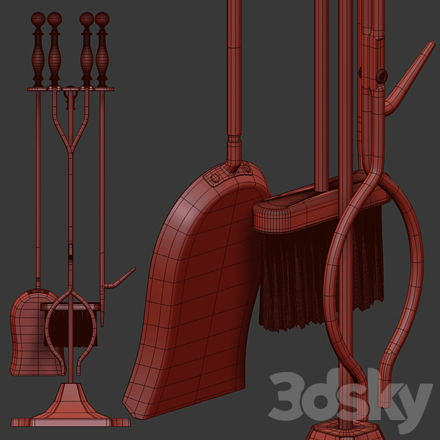 Hearth tool set 3DS Max Model - thumbnail 3