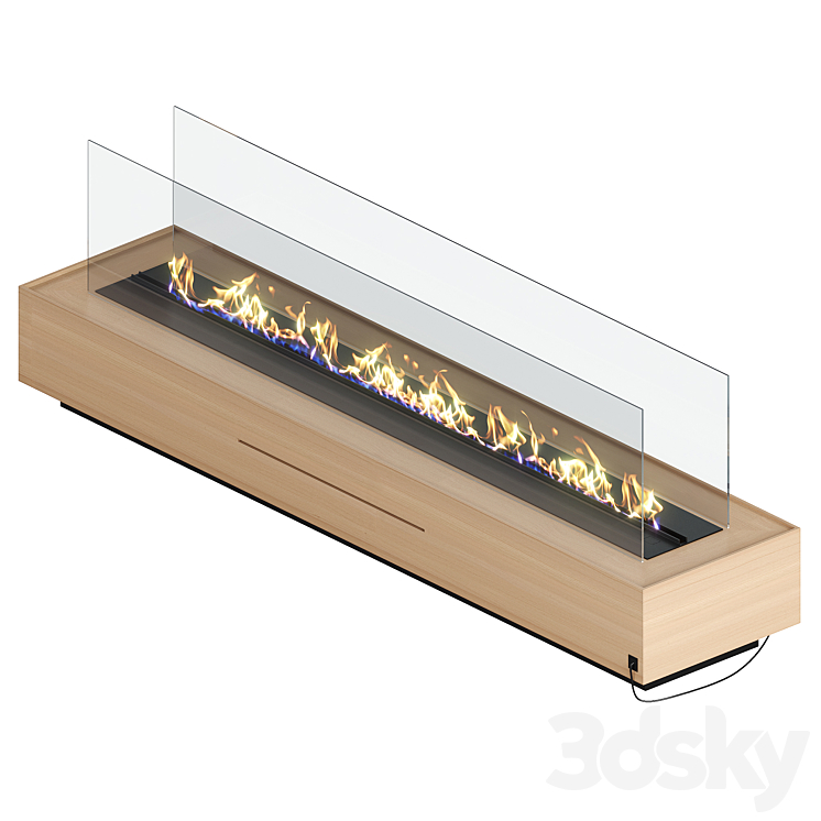 Independent wooden fireplace 3DS Max - thumbnail 2