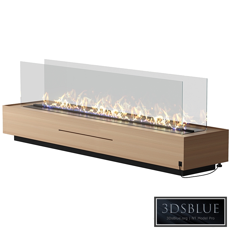 Independent wooden fireplace 3DS Max - thumbnail 3