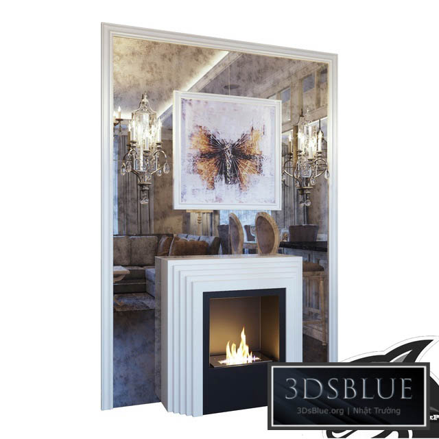 Karla's fireplace Feiss Gianna FE GIANNA3W sconce picture and mirror panel 3DS Max - thumbnail 3