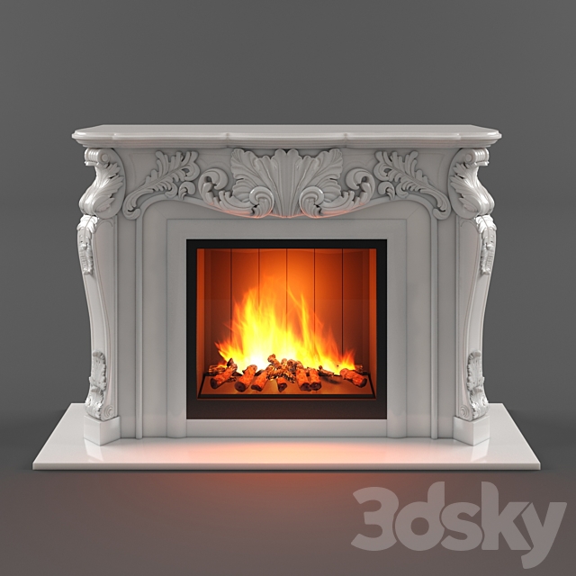 Marble fireplace carved classic 3DS Max Model - thumbnail 1