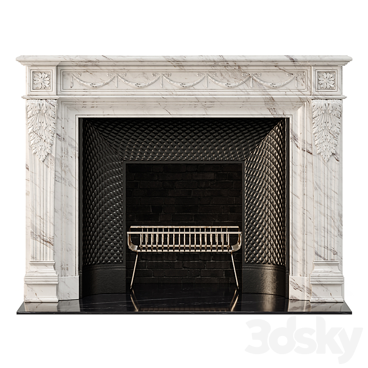 Marble french fireplace mantel 3DS Max Model - thumbnail 3