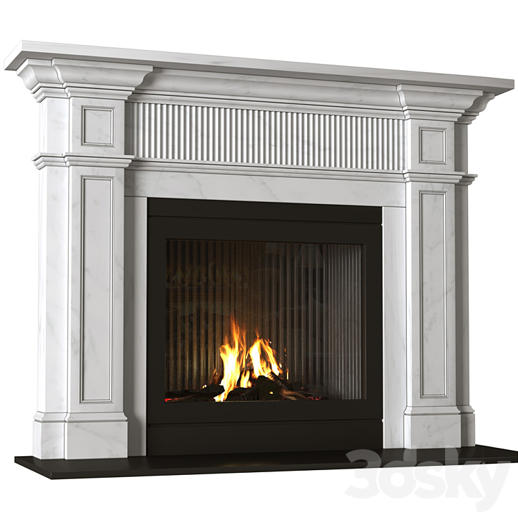 Marble modern Fireplace in Art Deco style. Marble Fireplace modern ArtDeco 3DS Max Model - thumbnail 2