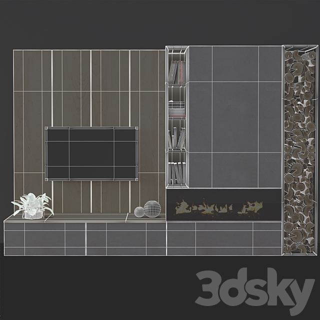 Modern fireplace 4 3DS Max Model - thumbnail 3