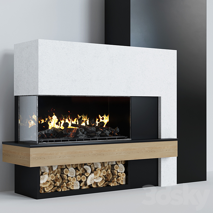 Modern fireplace 7 3DS Max - thumbnail 1