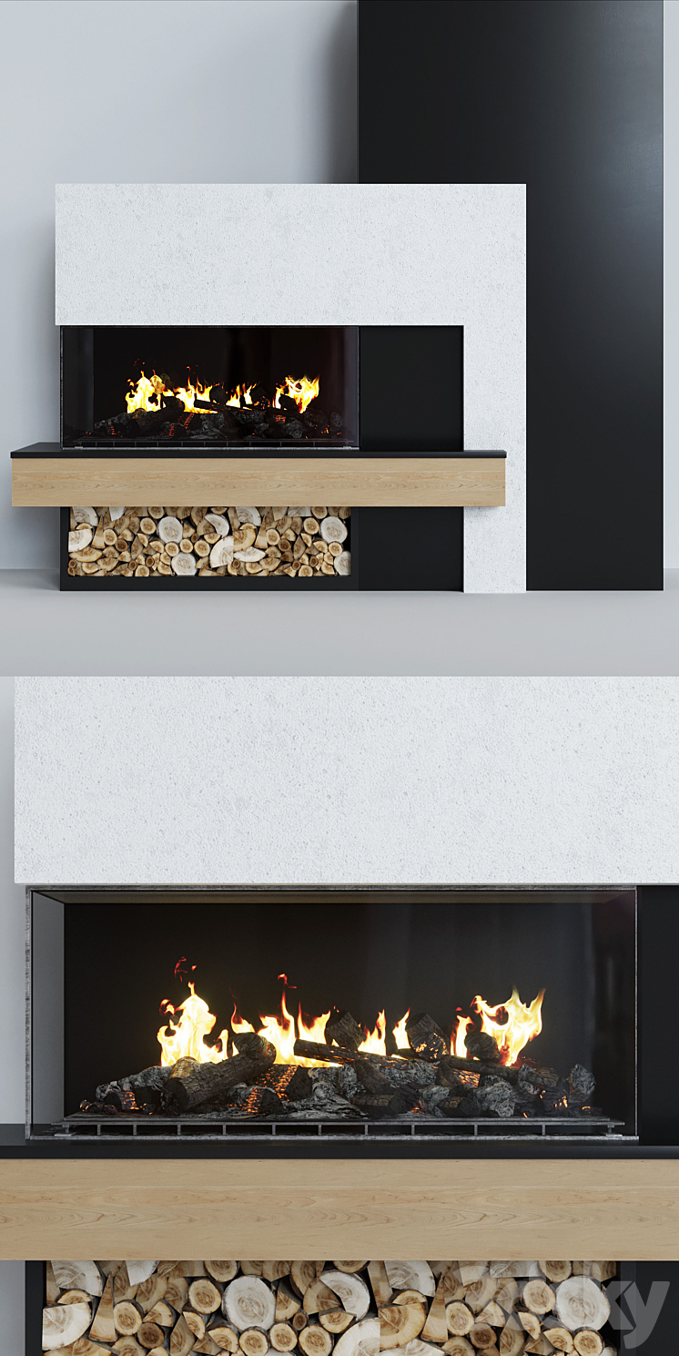 Modern fireplace 7 3DS Max - thumbnail 2