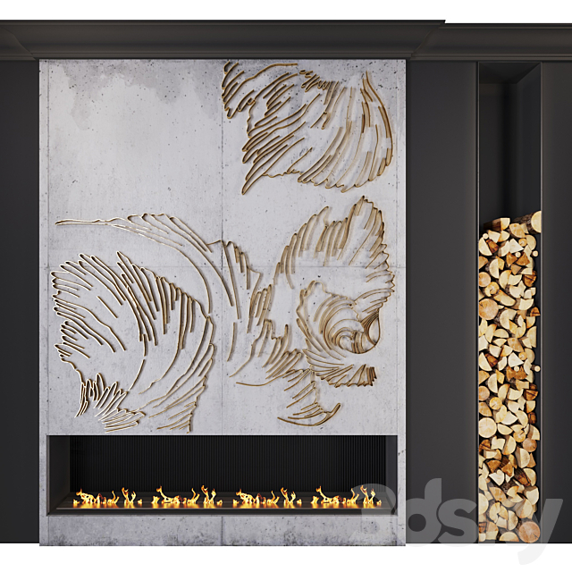 Modern fireplace _ petals 3DSMax File - thumbnail 2