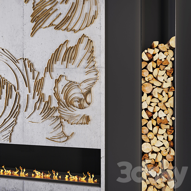 Modern fireplace _ petals 3DSMax File - thumbnail 3