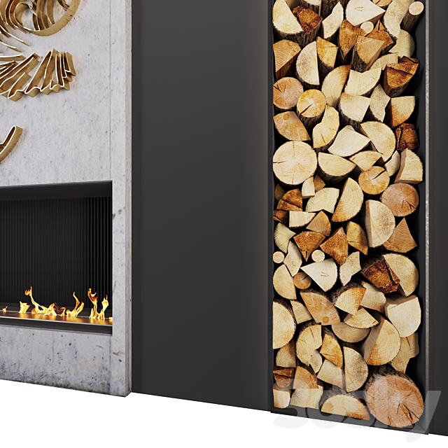 Modern fireplace _ petals 3DSMax File - thumbnail 4