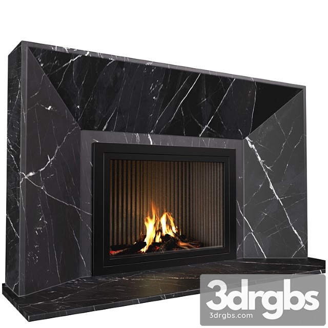 Modern Fireplace In Black Marble Fireplache Sontemporium 3dsmax Download - thumbnail 1