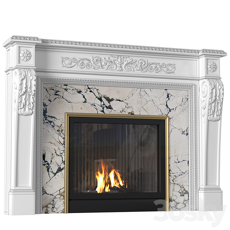 Modern fireplace in classic style.Fireplace modern ArtDeco 3DS Max Model - thumbnail 1