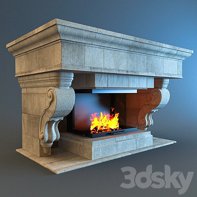 Old fireplace 3ds Max - thumbnail 1