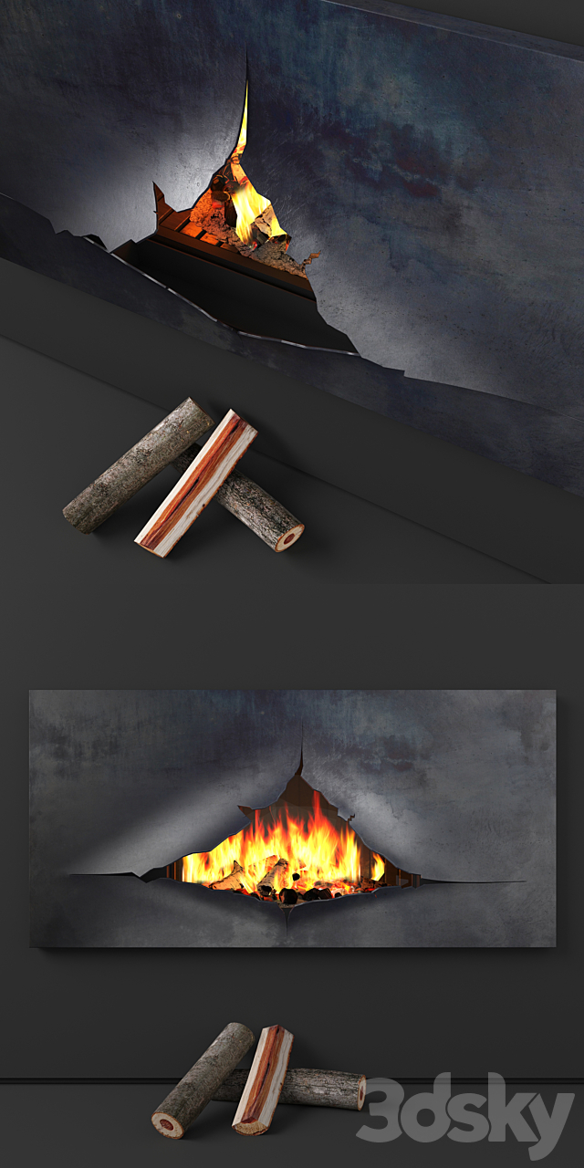 Omegafocus fireplace. Focus 3DSMax File - thumbnail 2