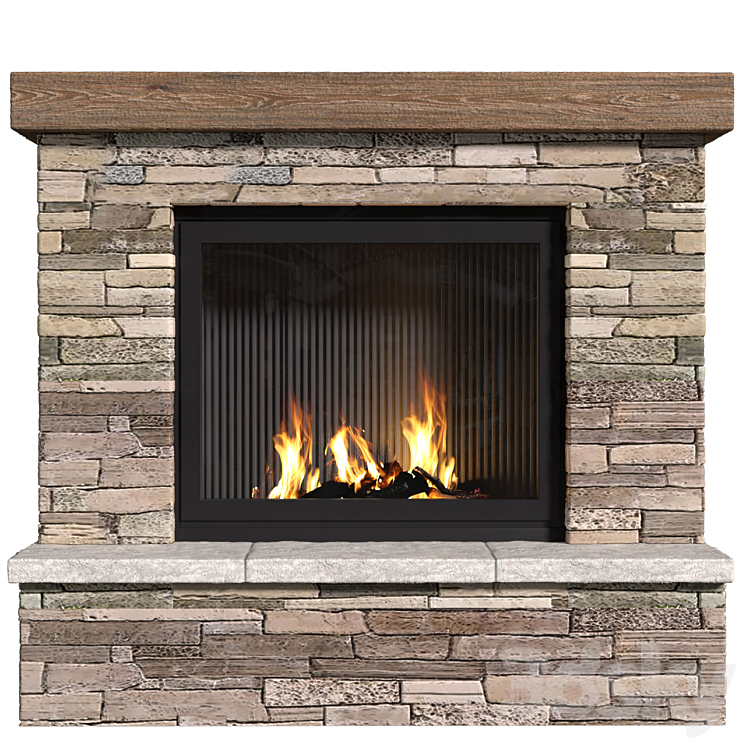 Provence style fireplace.Fireplace in Country style.Decorative stone wall 3DS Max Model - thumbnail 1