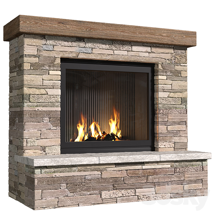 Provence style fireplace.Fireplace in Country style.Decorative stone wall 3DS Max Model - thumbnail 2