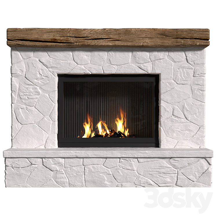 Provence style fireplace.Rock Fireplace in Country style.Rustic Farmhouse fireplace 3DS Max Model - thumbnail 1