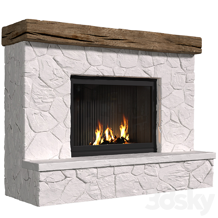 Provence style fireplace.Rock Fireplace in Country style.Rustic Farmhouse fireplace 3DS Max - thumbnail 2