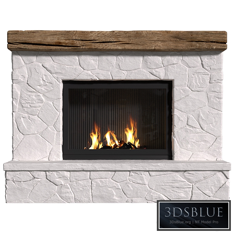 Provence style fireplace.Rock Fireplace in Country style.Rustic Farmhouse fireplace 3DS Max - thumbnail 3