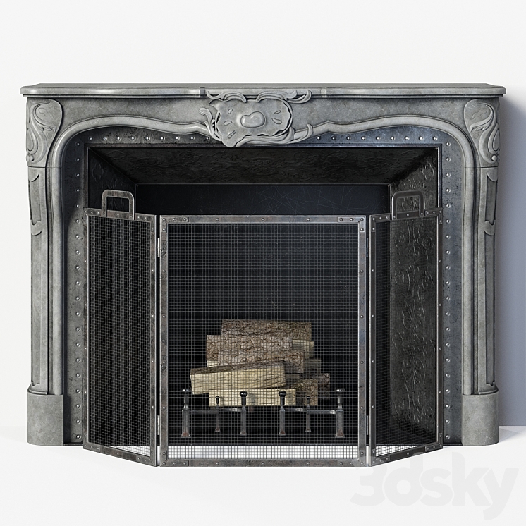 Regency Style Stone Fireplace 3DS Max - thumbnail 1