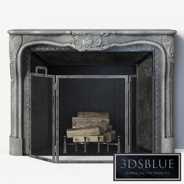 Regency Style Stone Fireplace 3DS Max - thumbnail 3