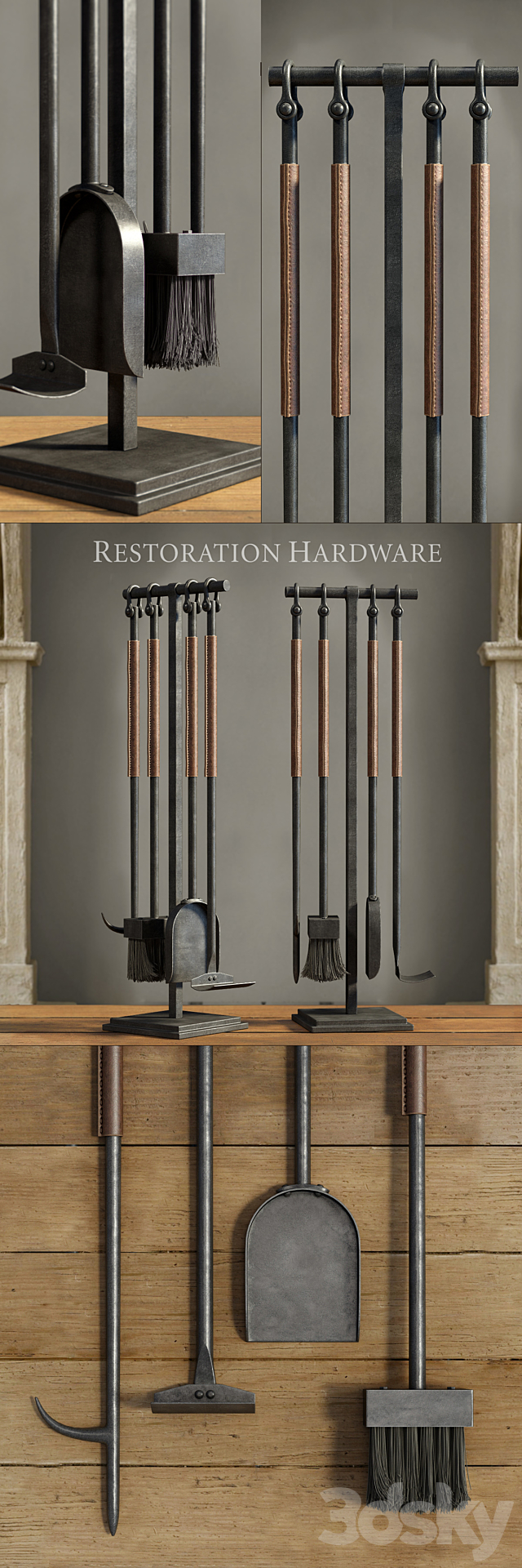 RH _ LEATHER RIVET HEARTH TOOL SET 3DSMax File - thumbnail 1