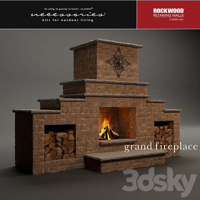 Rockwood Grand Fireplace 3ds Max - thumbnail 1