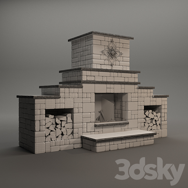 Rockwood Grand Fireplace 3ds Max - thumbnail 2