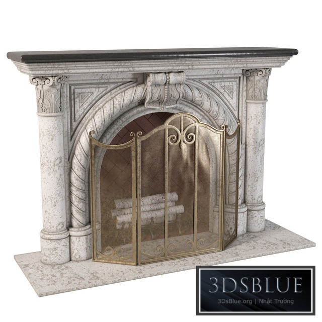 Rope Edge Fireplace Mantel 3DS Max - thumbnail 3