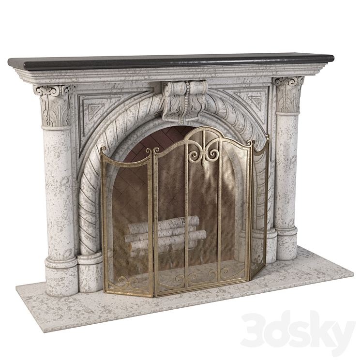 Rope Edge Fireplace Mantel 3DS Max - thumbnail 1