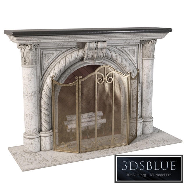 Rope Edge Fireplace Mantel 3DS Max - thumbnail 3