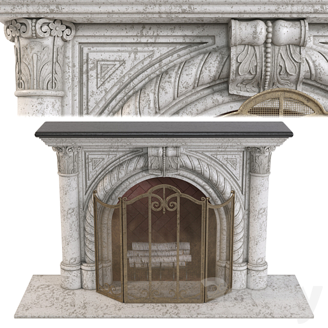 Rope Edge Fireplace Mantel 3DSMax File - thumbnail 2